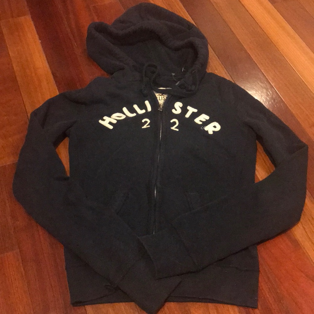 Hollister navy zip hoodie